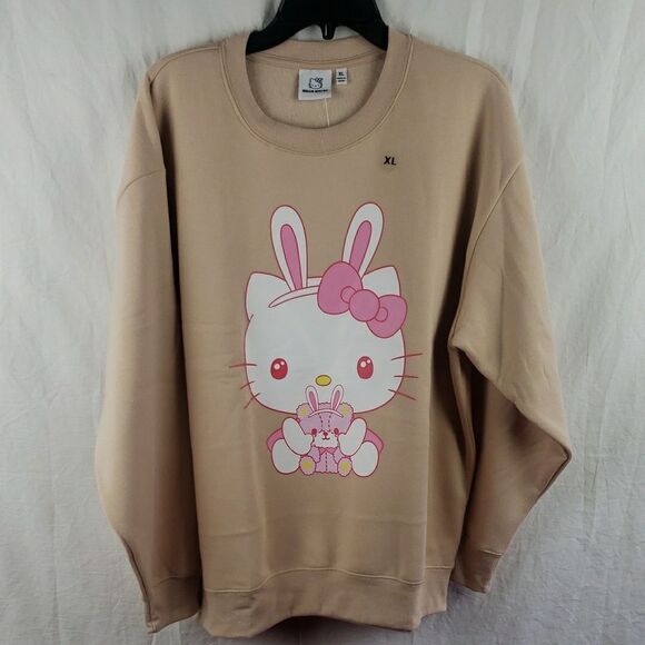 Hello Kitty Easter Bunny Women's XL Tan Sweatshirt - Picture 1 of 7